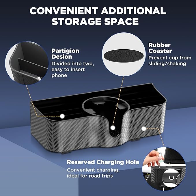 Car Headrest Backseat Organizer with Cup Holder,3 in 1 Backseat Cup Holder, Storage Box Organizer & Hooks for Car, for Hold Phone,Snacks, Drinks, Handbag, Compatible with Most Vehicles Black 1pcs (1)