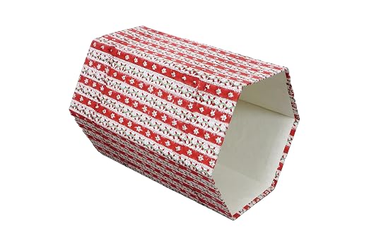 Generic 3.3 Gallon Cotton Hand Block Printed Paper Waste Basket |Small Decorative Trash Can for Housewarming Gifts in Living Room, Bedroom, Bathroom | Eco-Friendly, Plastic-Free (1, RED White)