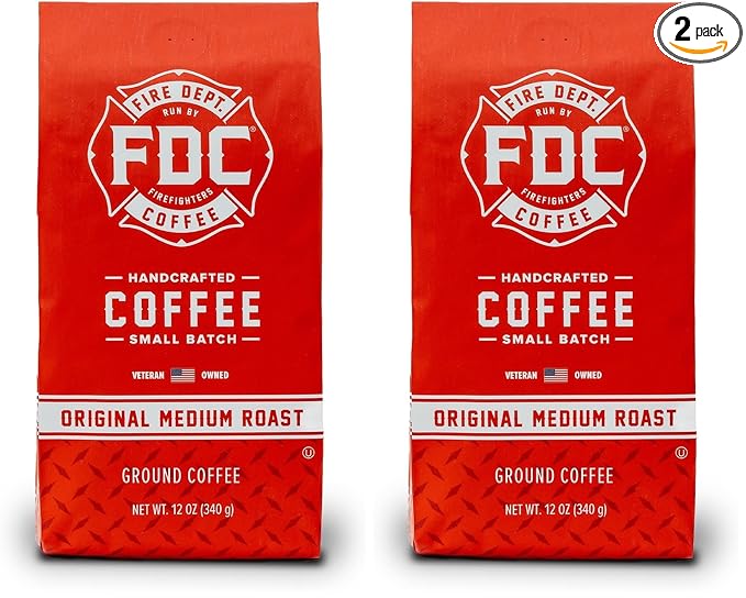 Fire Department Coffee Original Medium Roast Ground Coffee - 12 oz (2 Pack) - Gives Back to Firefighters - Roasted in the USA - Veteran Owned