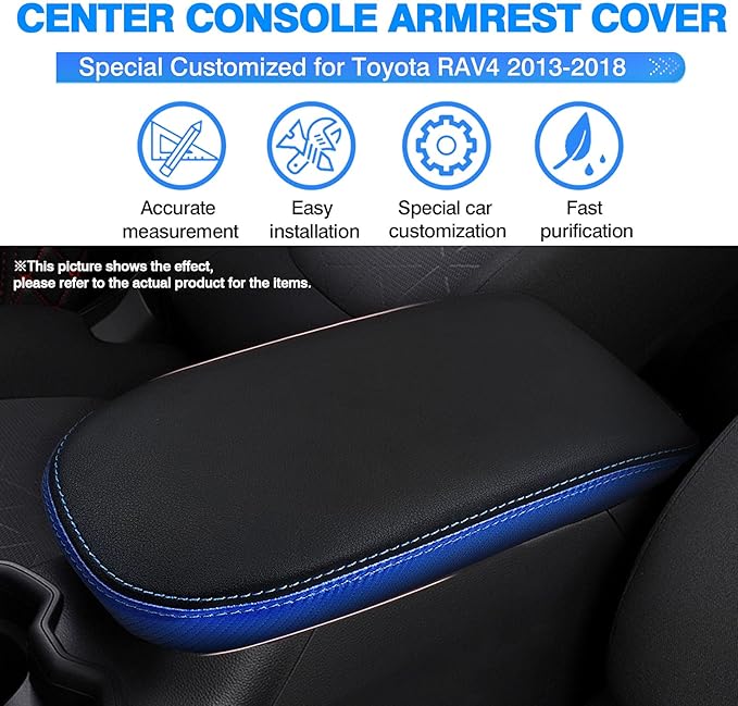 Autorder Center Console Cover for Toyota RAV4 2013 2014 2015 2016 2017 2018 Accessories Armrest Cover Anti-Scratch Middle Console Pad Leather Armrest Protector