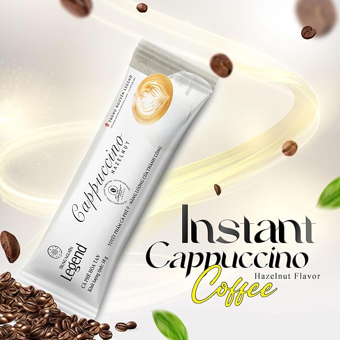 TRUNG NGUYEN LEGEND Cappuccino Mocha Instant Coffee Single Served Stick for Energy Boost (8oz - Box of 12 Sticks)