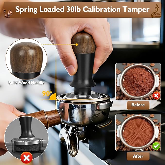 51mm Espresso Accessories Kit - Includes Spring-Loaded Espresso Tamper, WDT Tool with Magnetic Stand, Dosing Funnel & Tamping Mat | Professional Espresso Tool for Home Baristas