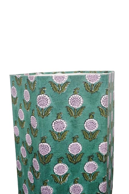 Generic 3.3 Gallon Cotton Hand Block Printed Paper Waste Basket |Small Decorative Trash Can for Housewarming Gifts in Living Room, Bedroom, Bathroom | Eco-Friendly, Plastic-Free (1, GREEN)