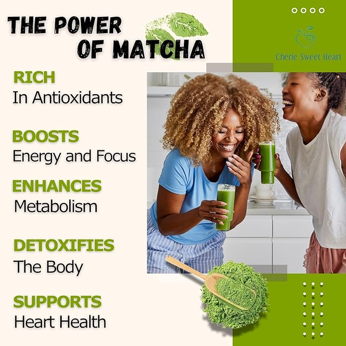 Cherie Sweet Heart Organic Matcha Green Tea Powder - Premium Culinary Grade, Authentic Japanese Origin, Antioxidant-Rich, Gluten-Free, Vegan – Perfect for Lattes, Cooking, Baking & Smoothies – 16oz Resealable Bag | Organic, For Cooking, Baking, Latte, ...