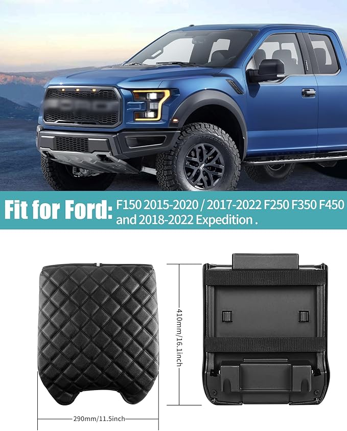 Carrep Center Console Cover Armrest Lid Cover Compatible with Ford F150 F250 F350 F450 Expedition Accessories 2015-2020, Arm Rest Cover Only for Bucket Seat Console (15-20 F150 Bucket SEAT)