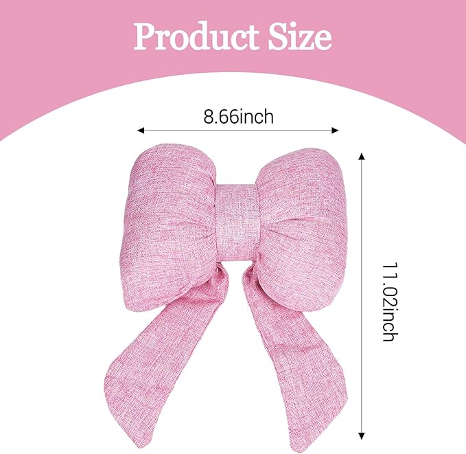 wuyaoyao Bow Car Headrest Pillow, Cute Bow Shape Car Neck Pillow, Soft Comfortable Automotive Seat Headrest Pillows for Driver, Universal Vehicle Neck Support Cushion for Sleeping Travel(Pink)