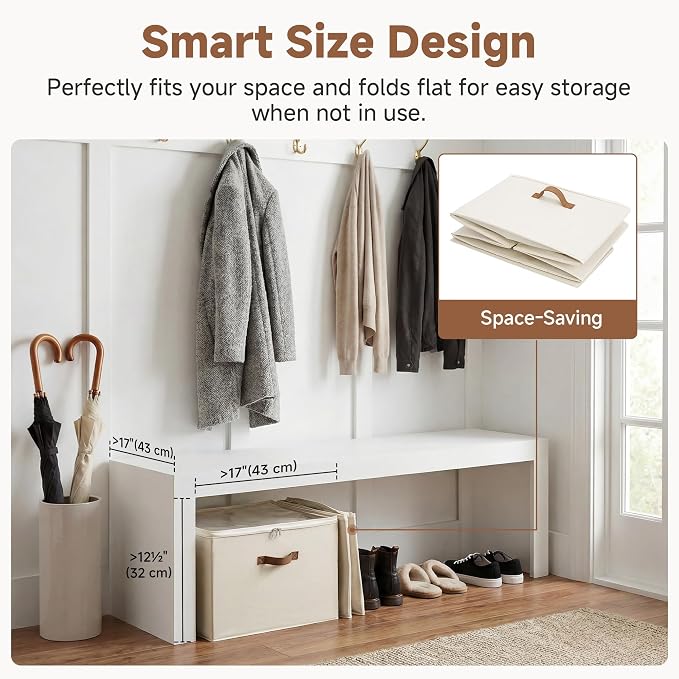 StorageWorks Shoe Organizer for Closet, Shoe Storage Cubby Containers with Adjustable Dividers and Clear Cover, Fits up to 16 Pairs, Foldable Shoe Storage Box for Closet, Entryway, Beige