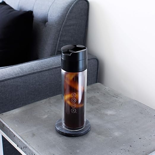 SOMA Double Wall Glass Tea and Coffee Cold Brew Bottle, Black, 12oz (SM18501K)