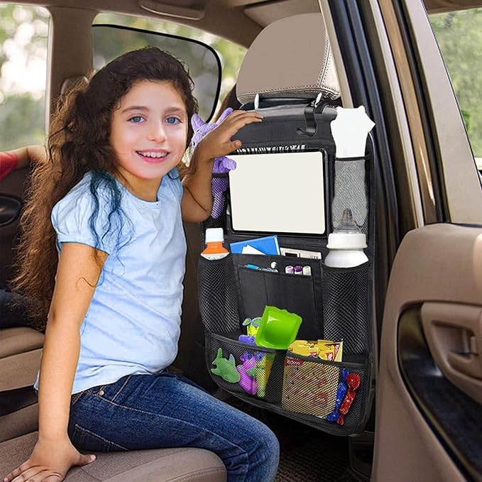 Car Backseat Organizer, Backseat Car Organizer with Tablet Holder&Mesh Storage Bag, Water-proof Car Caddy Organizer Backseat with Fastening Straps Car Storage Organizer, Car Backseat Organizer