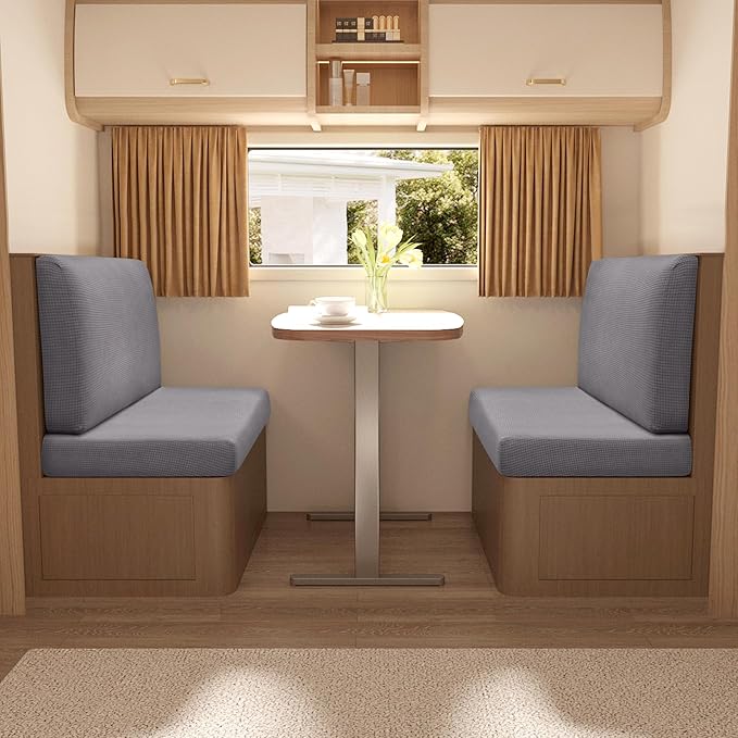 Stretch Rv Dinette Cushion Covers,Rv Couch Covers Dinette Booth Seats with 1 Backrest & 1 Bench Cover,38 in Camper Cushion Covers Dinette Table Slipcover,2 Set-Dark Gray