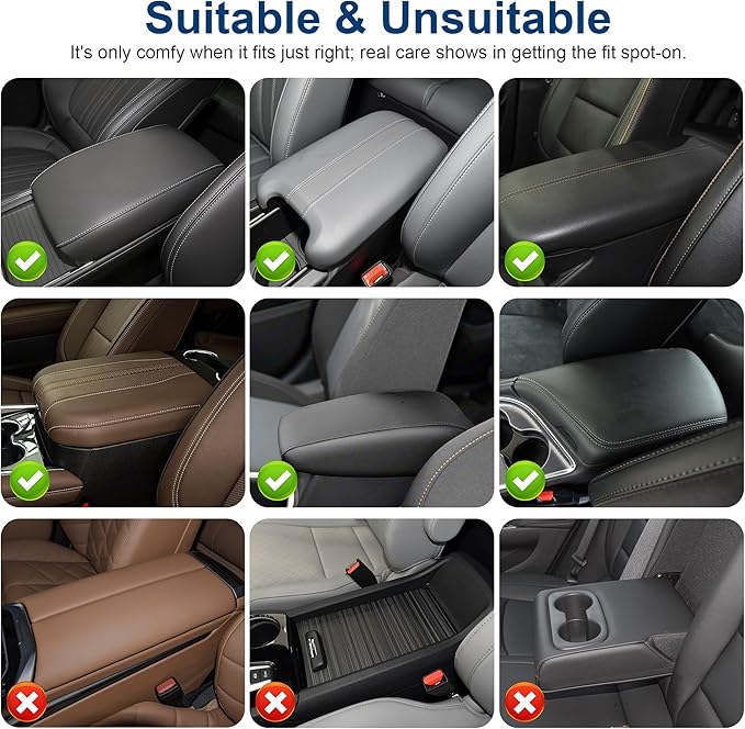 Armrest Cover with 2 Storage Bags Fit for VW/Volkswagen Passat Faux Leather Car Center Console Cover with DiamondStorage Box Waterproof Arm Rest Covers(Black)