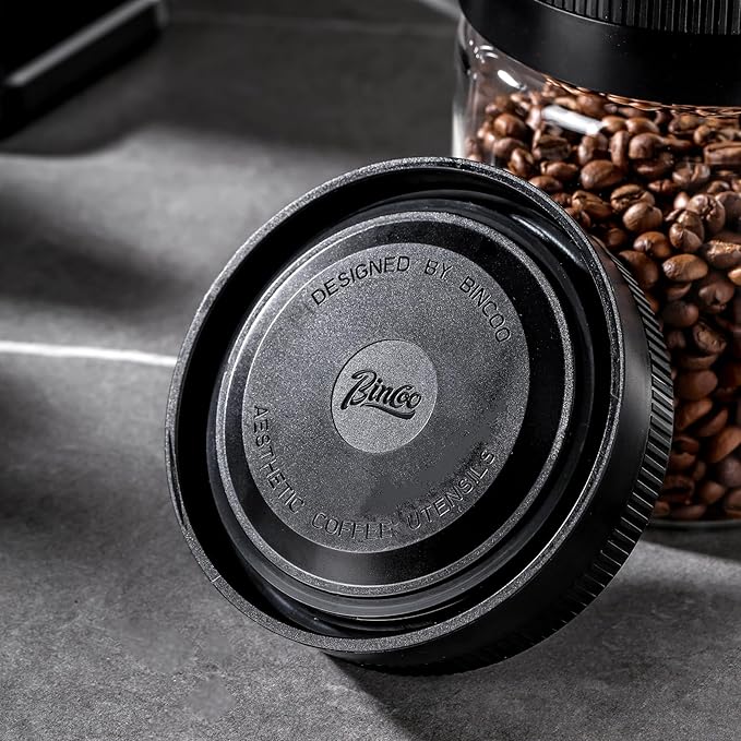 Bincoo Coffee Canister with Date Dial – Vacuum Seal Airtight Container for Coffee Beans – 40oz Borosilicate Glass Jar with One-Button Air Pump – Kitchen Storage Canister – Keep Freshness Longer(1.2L)
