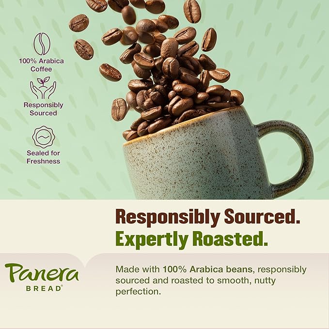 Panera Dark Roast Ground Coffee, - Bold Breakfast Brew with Dark Chocolate Finish - 100% Arabica Beans, Sustainably Sourced - Kosher, Dairy-Free - Cafe Quality for Home Brewing 12oz Bag Pack of 6 (72oz Total)