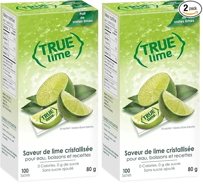 True Citrus Lime Water Enhancer, 100 Count, Pack of 2 | 0 Calorie | Sugar Free | Made with Real Limes | Bulk Dispenser