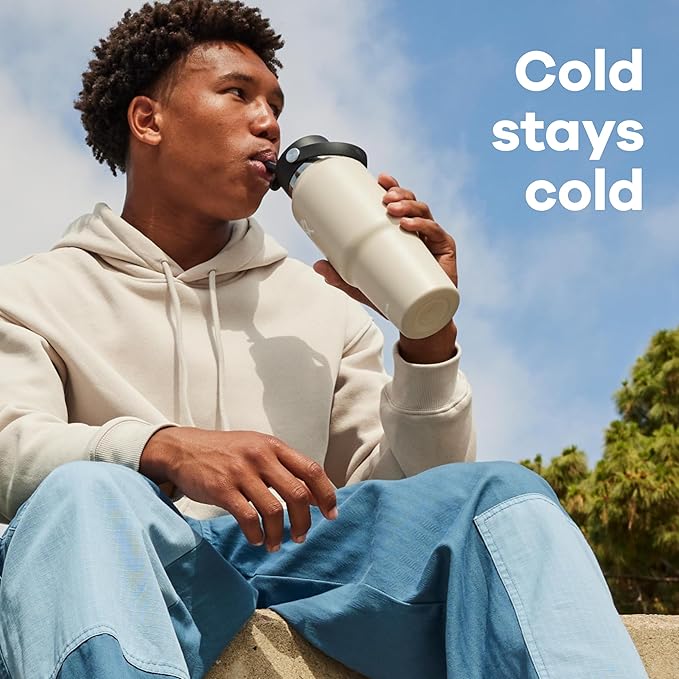 Hydro Flask Travel Water Bottle - Insulated Stainless Steel - Wide Straw Lid, Non Spill, Leakproof in 32 Oz Moonshadow