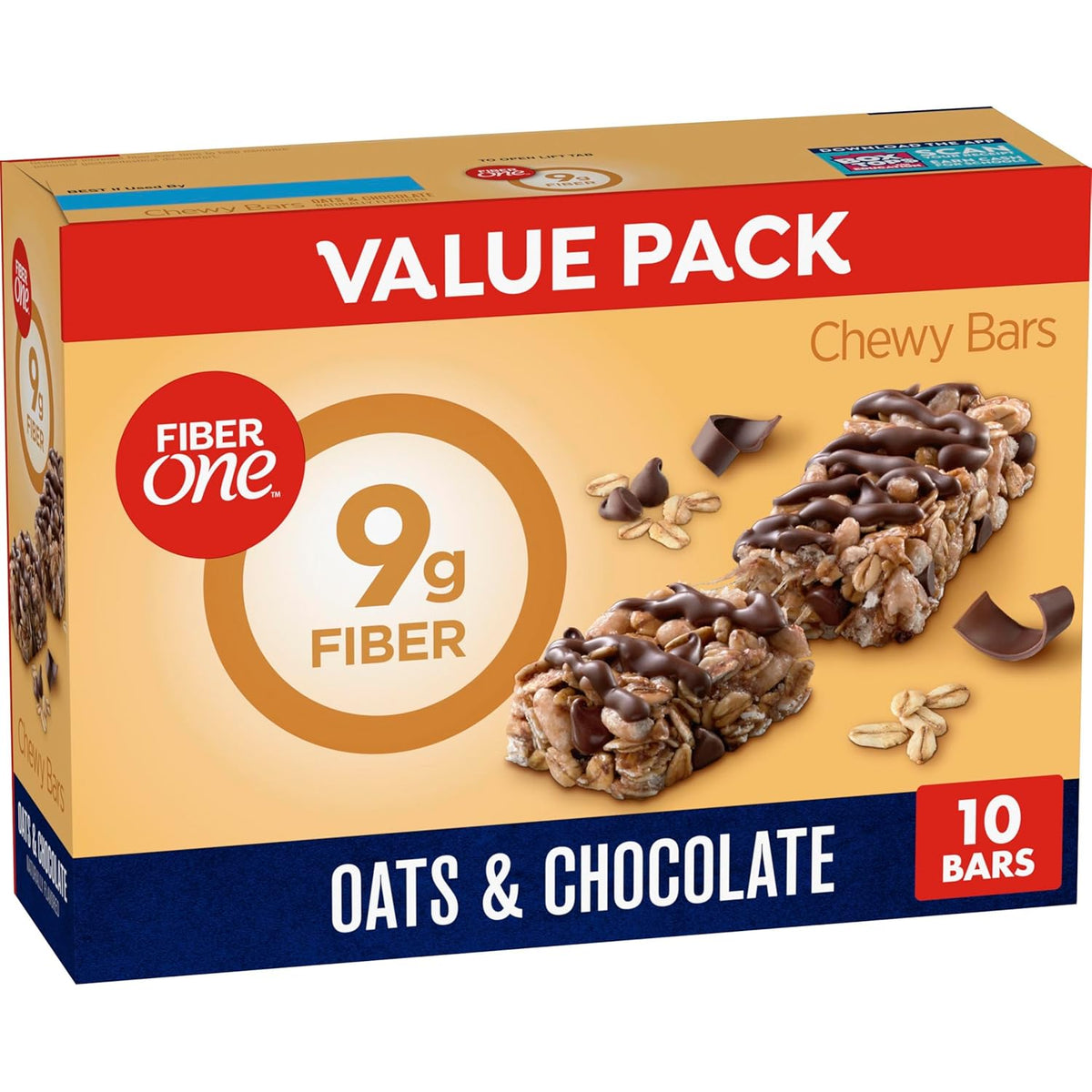 Fiber One Chewy Bars, Oats and Chocolate, Fiber Snacks, Mega Pack, 15 Ct, 21.2 oz