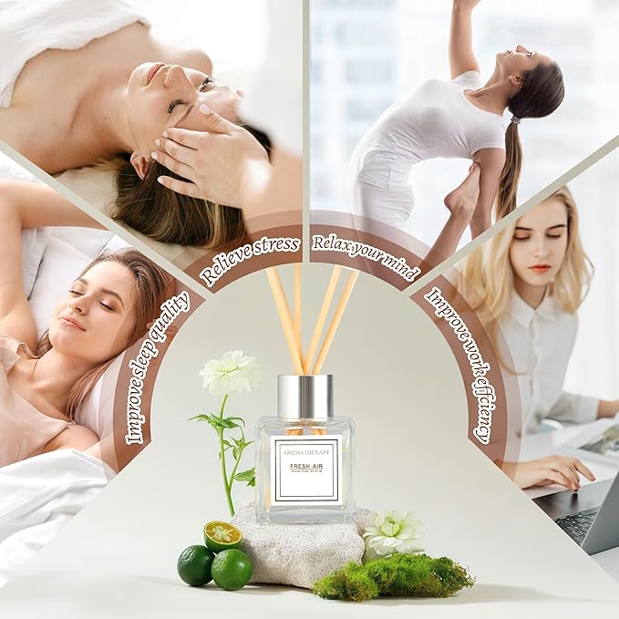 Reed Diffuser Set, 1.7 oz Scent Diffuser with Sticks, Gardenia Scent for Bathroom Accessories Shelf Decor, Air Fresheners for Home, Home Fragrance Products, House Office Room Decor Aesthetic & Gift