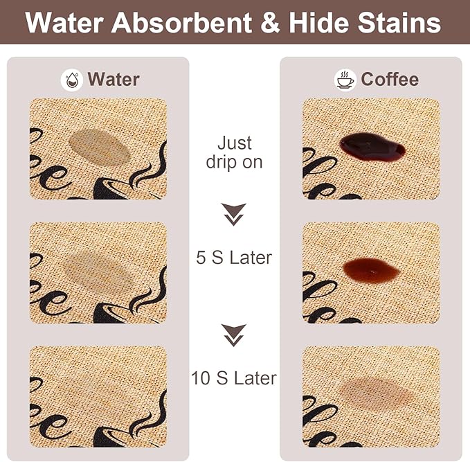 Absorbent Coffee Mat, Fashion Dish Drying Mat for Kitchen Counter Coffee Bar Accessories Espresso Machine Dish Rack 17" x 32" Beige