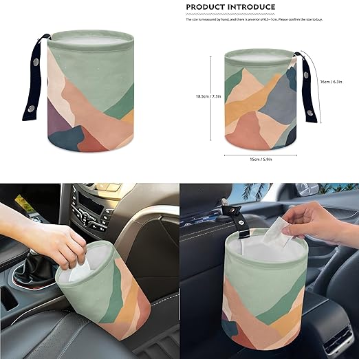 Car Trash Can with Hanging for Back Seat, Car Accessories for Women Men Automotive Garbage Cans Vehicle Trash Can for Truck SUVMountain