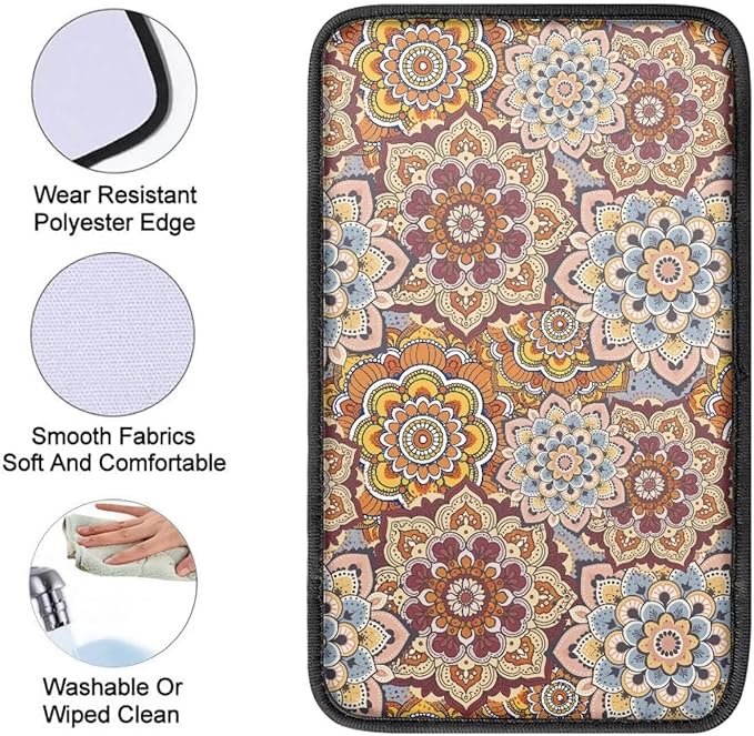 Art Mandala Armrest Cover Car Easy to Install Car Center Console Cushion Pad Universal Cars Interior Accessories Cars Arm Rest Cover Fashion Auto Interior