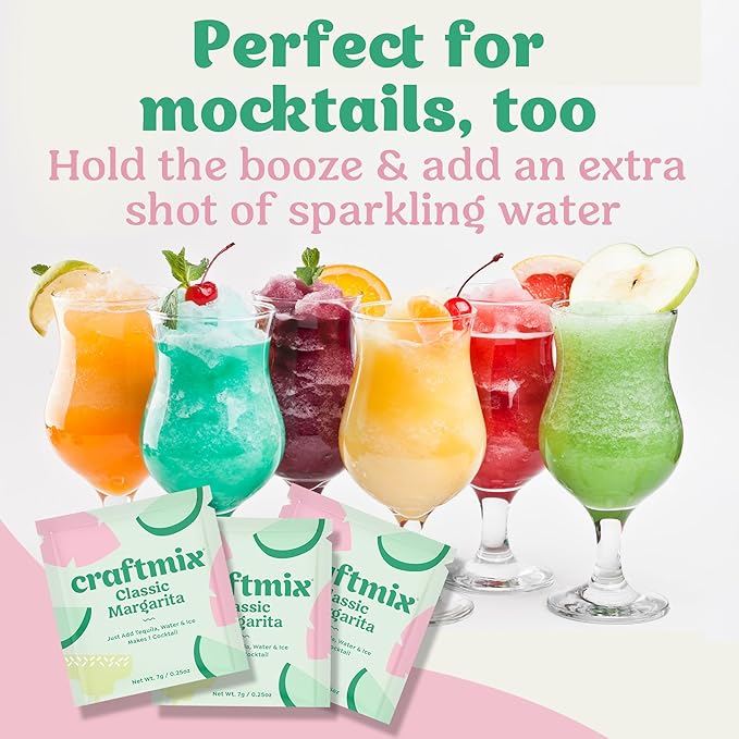 Craftmix Classic Margarita Cocktail & Mocktail Drink Mixer, Skinny Mixes - Water Flavoring Packets - Made With Real Fruit - Vegan, Low-Carb, Low-Sugar, Non-GMO, Dairy Free, Gluten Free, 12 Pack