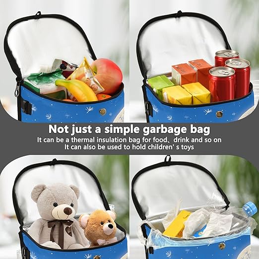 MNSRUU Car Trash Can with Lid, Black Cat Car Trash Bag Hanging Organizers and Storage for Front Back Seat, Leak-Proof Trash Bin