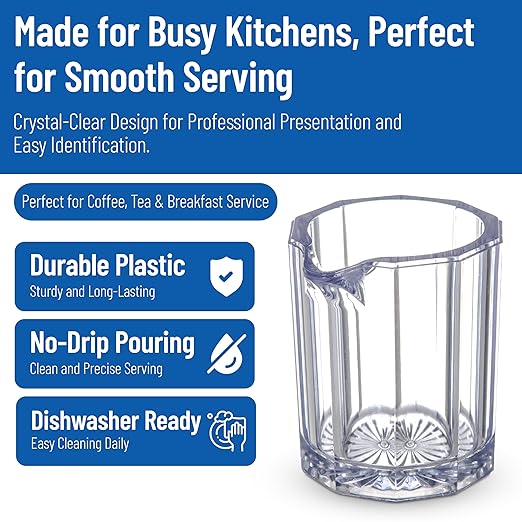 Carlisle FoodService Products 456007 Personal Plastic Portion Syrup and Creamer Pitcher, 2.1 oz, Clear