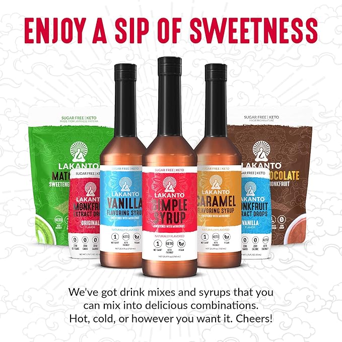 Lakanto Sugar Free Matcha Latte - Green Tea Powder with Shelf Stable Probiotics and Fiber, Sugar Free, Monk Fruit Sweetener, Keto Diet Friendly, Vegan, Detox, Destress, Antioxidants, Authentic (10 Oz)