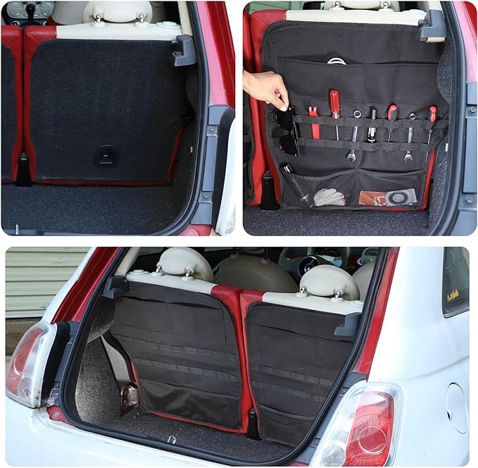 Car Trunk Storage Bag Storage Pockets Compatible with Fiat 500/500 Abarth 2016-2024 Car Trunk Backseat Panel Hanging Organizer Oxford Cloth Storage Bag (Rear seat panel storage bag（07-15）)