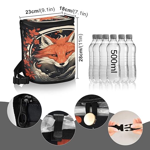 MNSRUU Car Trash Can with Lid, Fox and Flowers Car Trash Bag Hanging Organizers and Storage for Front Back Seat, Leak-Proof Trash Bin