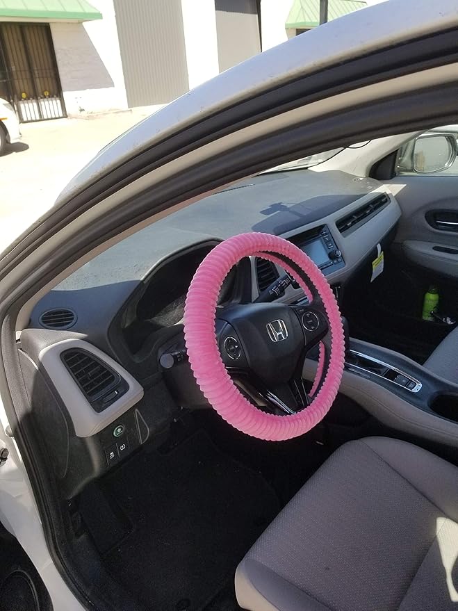 Jdragon Pink Velvet Slip On Style Steering Wheel Cover Soft Comfy Long Lasting Warm