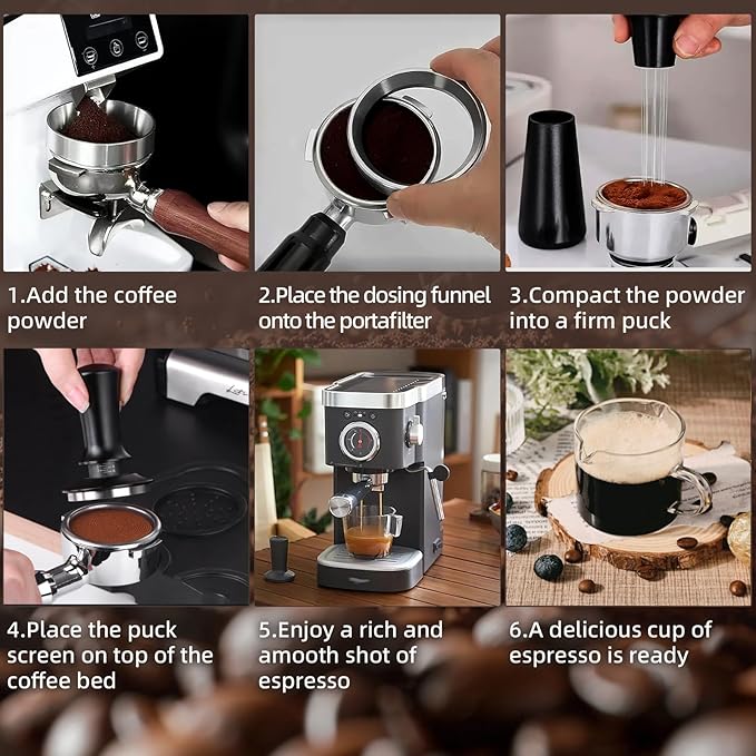 58mm Espresso Accessories Kit - 58mm Tamper and 4 OZ Espresso Cups Set of 2 - Suitable for 58mm bottomless portafilter - WDT Tool Dosing Funnel Espresso Machine Accessories Distribution Tool