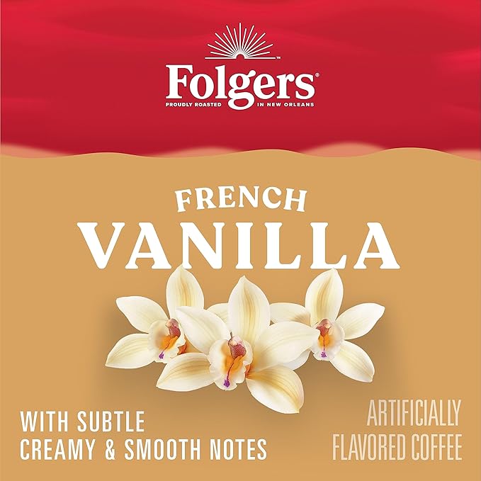 Folgers French Vanilla Flavored Ground Coffee, 9.6 Ounce (Pack of 2)