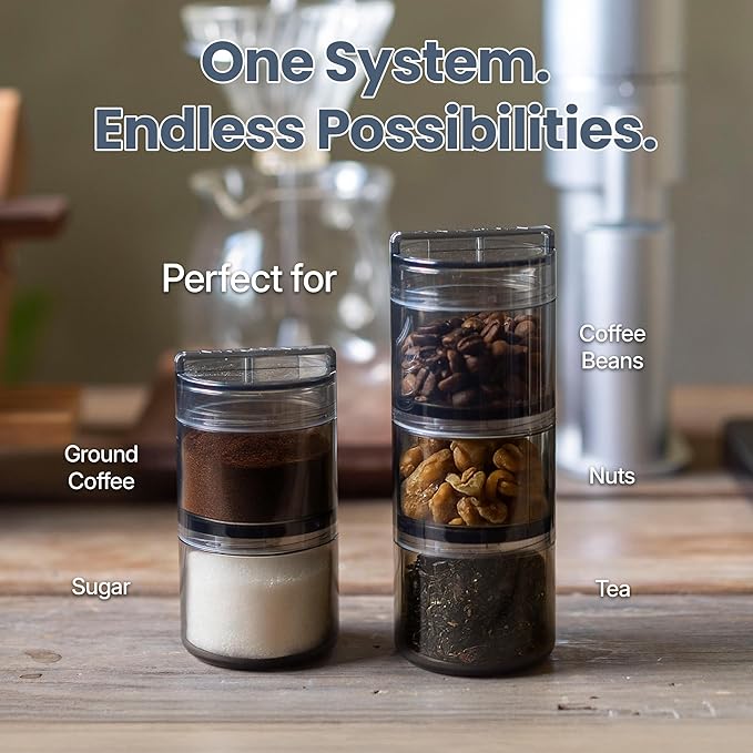 ANKOMN QuarterSeal X7 Airtight Modular Coffee Canister – Single Dose Coffee Bean Storage & Travel Coffee Container - with UV-Protection for Backpacking or Camping - On-the-Go Coffee Accessories