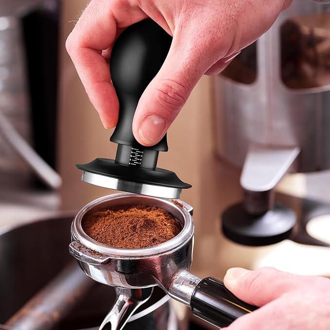 Espresso Distribution Tool Accessories - 53mm Spring Loaded Coffee Calibrated Tamper Kit with Needles, WDT Stainless Steel Espresso Stirrer Dosing Funnel Set for Barista Coffee Machines