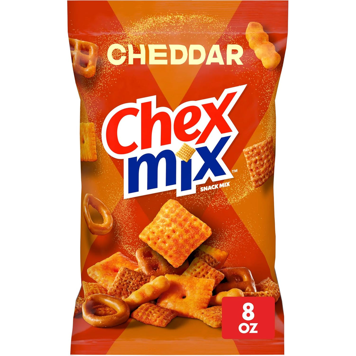 Chex Mix Cheddar Snack Mix, Savory Snack Bag, Family Size, 13.5 oz