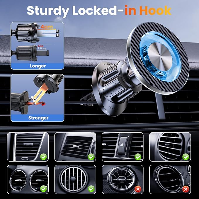 for MagSafe Magnetic Phone Holder for Car [2026 Upgraded Strongest Magnet] Car Mount Cell Stand for Dashboard Windshield Vent Compatible with iPhone 17/16/15/14/13/12 Android etc-Black