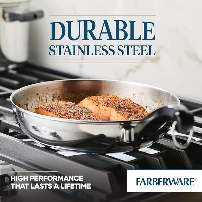 Farberware Classic Series Stainless Steel Frying Pan Set, 8.25-Inch and 10-Inch Skillets