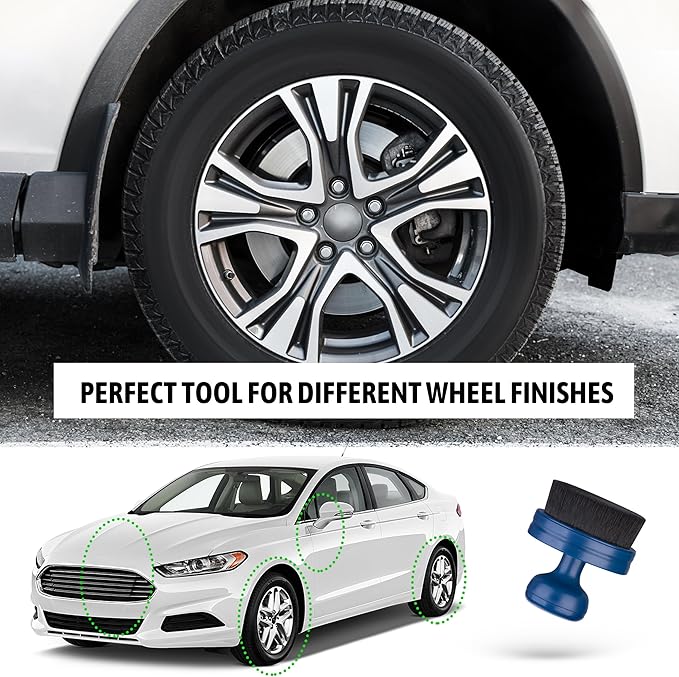 BABYSHEEP Car Tire Shine Applicator,Vegan Tire Shine Brush with Stand for Auto Detailing Cleaning Service,Blue