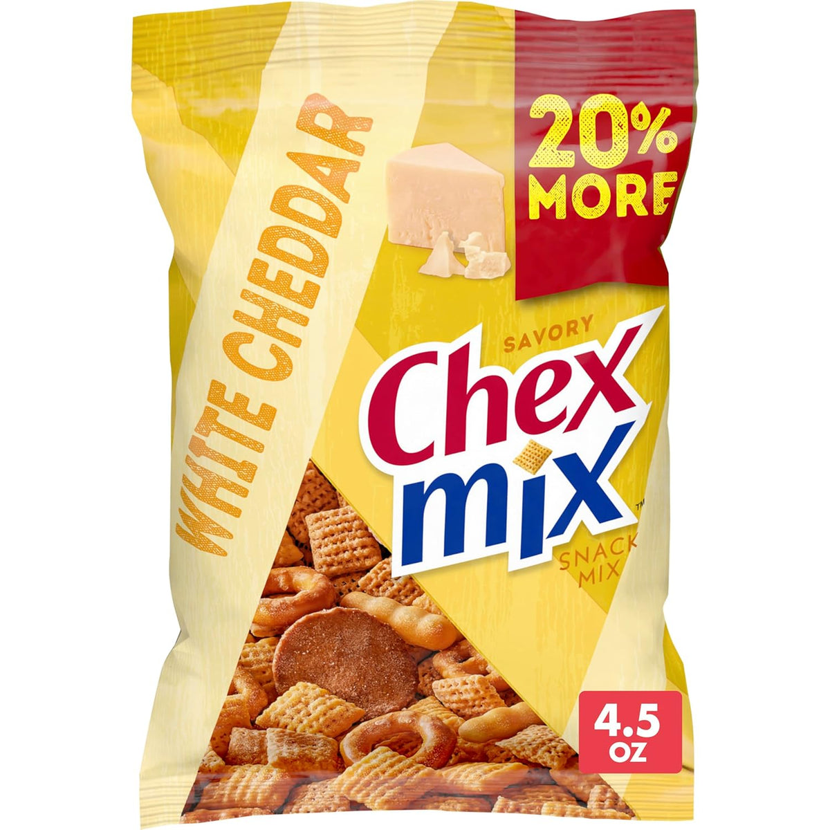 Chex Mix Cheddar Snack Mix, Savory Snack Bag, Family Size, 13.5 oz