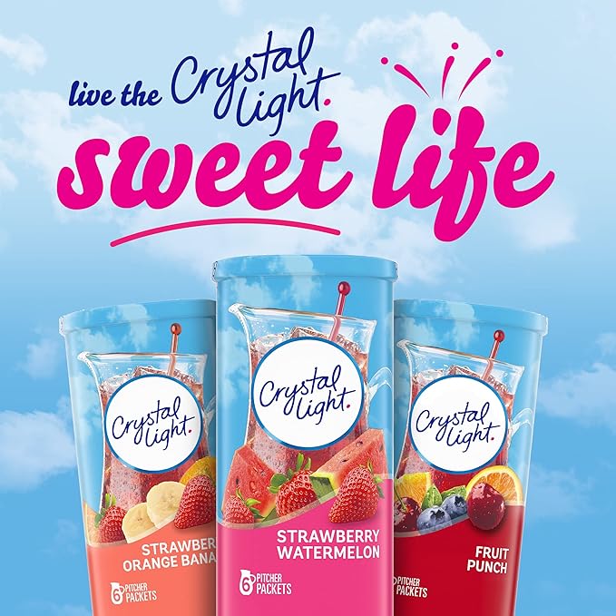 Crystal Light Sugar-Free Strawberry Watermelon Low Calories Powdered Drink Mix 6 Count Pitcher Packets