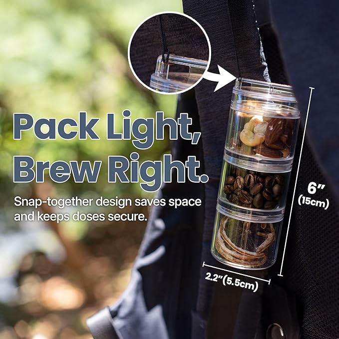 ANKOMN QuarterSeal X7 Airtight Modular Coffee Canister – Single Dose Coffee Bean Storage & Travel Coffee Container - with UV-Protection for Backpacking or Camping - On-the-Go Coffee Accessories