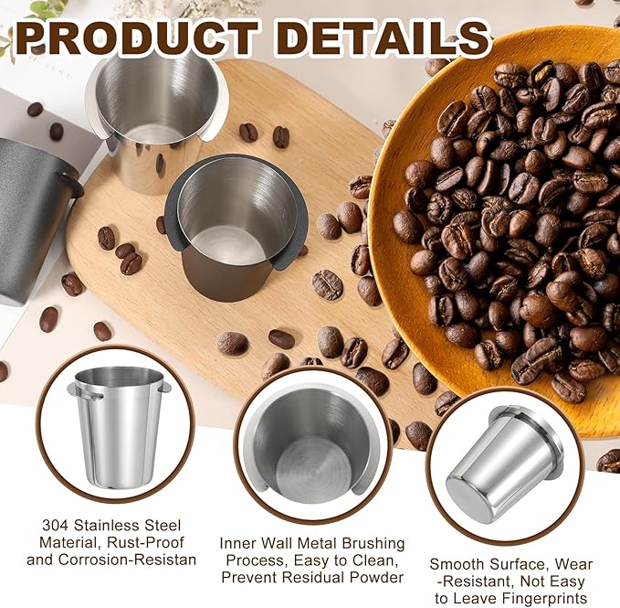 uxcell 58mm Coffee Grinder Powder Cup, Stainless Steel Espresso Coffee Powder Feeder, Espresso Coffee Machine Tools for Coffee Tamper (Silver)