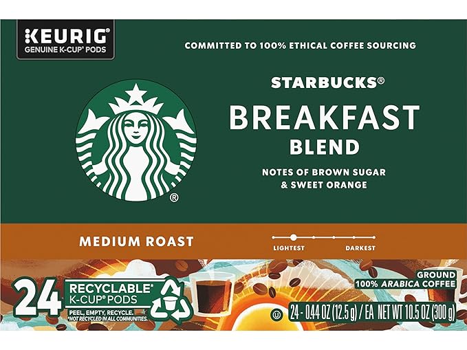 Starbucks Breakfast Blend Coffee K-Cups, 72 Count