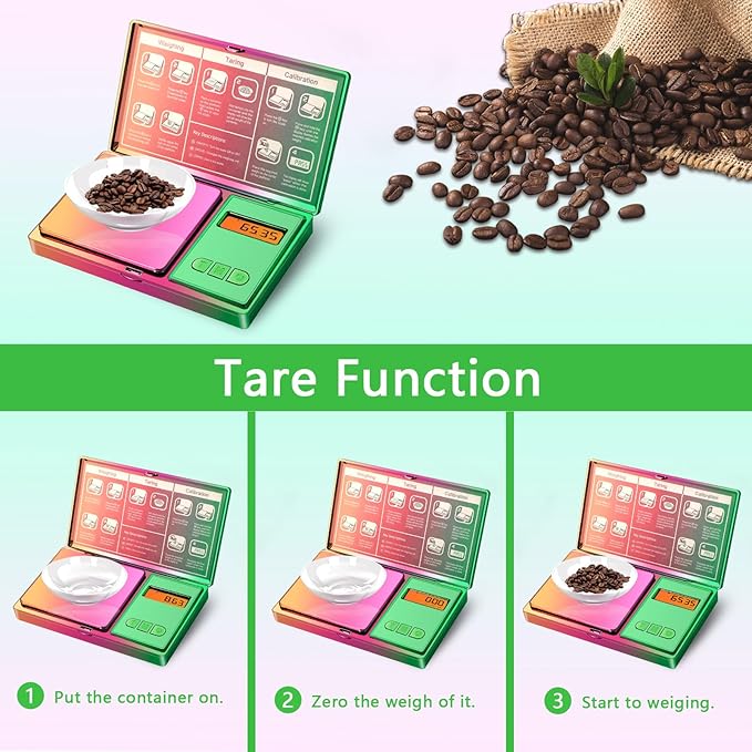Digital Pocket Scale 300g/0.01g(10.58 oz x 0.001 oz),Rainbow Mini Scale for Food Ounces and Grams,Iridescent Plating Small Jewelry Gram Scale, Tare for Jewelry, Medicine, Coffee,Herbs,Coins