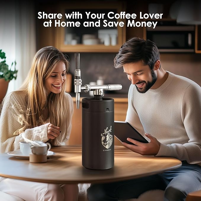 Stainless Steel 128 oz （3.8L）Nitro Cold Brew Coffee Maker - Portable Mini Keg System - with Stout Creamer Faucet Large Home Keg - Collapsible Funnel & Drip Mat