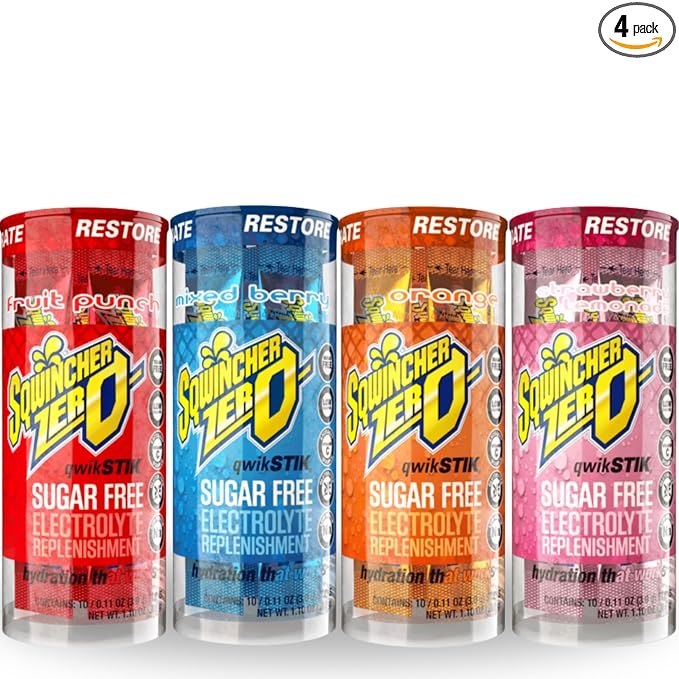 Sqwincher ZERO Qwik Stik - Sugar Free Electrolyte Powdered Beverage Mix, Assorted Flavors (40 Sticks)