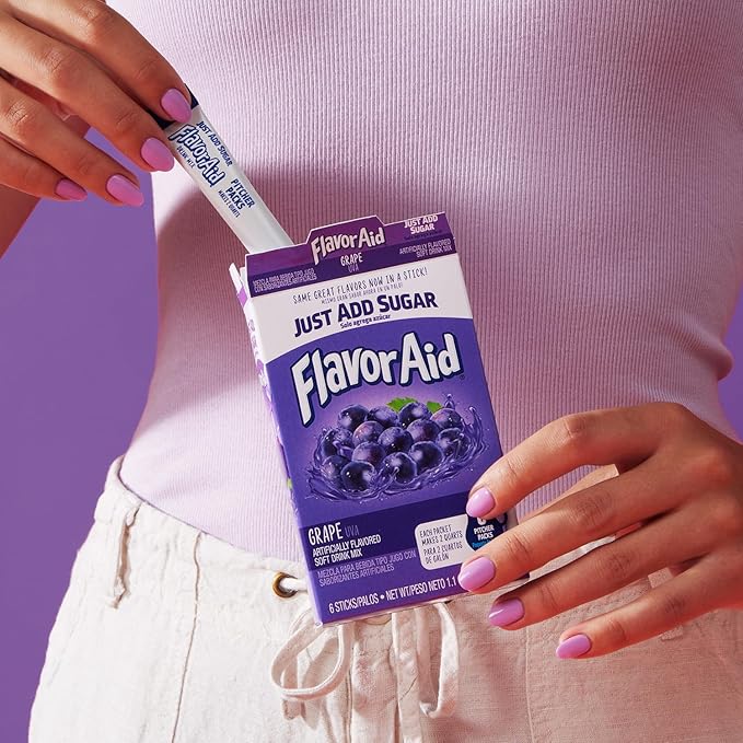 Flavor Aid Grape Unsweetened Drink Mix Pitcher Packets, 2 Quart (6 Sticks), 72 Count