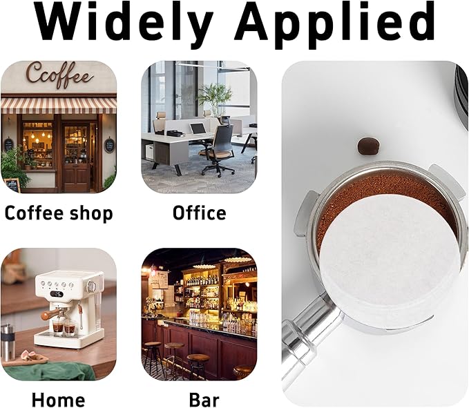 100PCS 58mm Espresso Paper Filters - Unbleached Coffee Filter Papers for Portafilter Baskets, Puck Screen Protection Compatible with Most Espresso Machines
