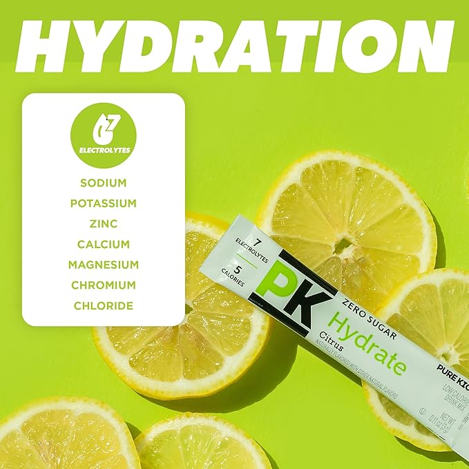 PURE KICK Hydration Singles To Go Drink Mix, Citrus, Includes 12 Boxes with 6 Packets in each Box, 72 Total Packets